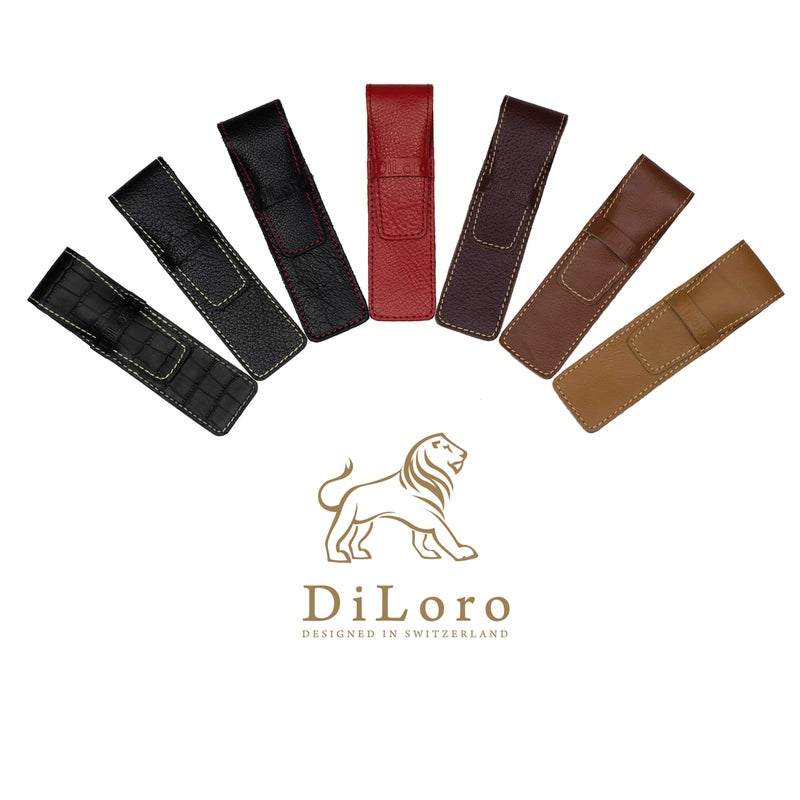 DiLoro Single Pen Case Holder Sleeve Thick Buffalo Full Grain Leather (Buffalo Dark Tan) - Image 5